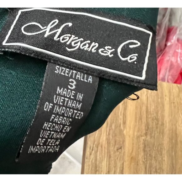 Y2K Morgan & Co. Emerald Green Draped Neck Dark‎ Romance Formal Gown Size 3 - Picture 5 of 9
